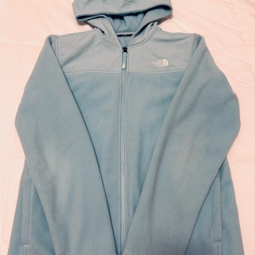 The North Face Light Blue Hooded Fleece Jacket